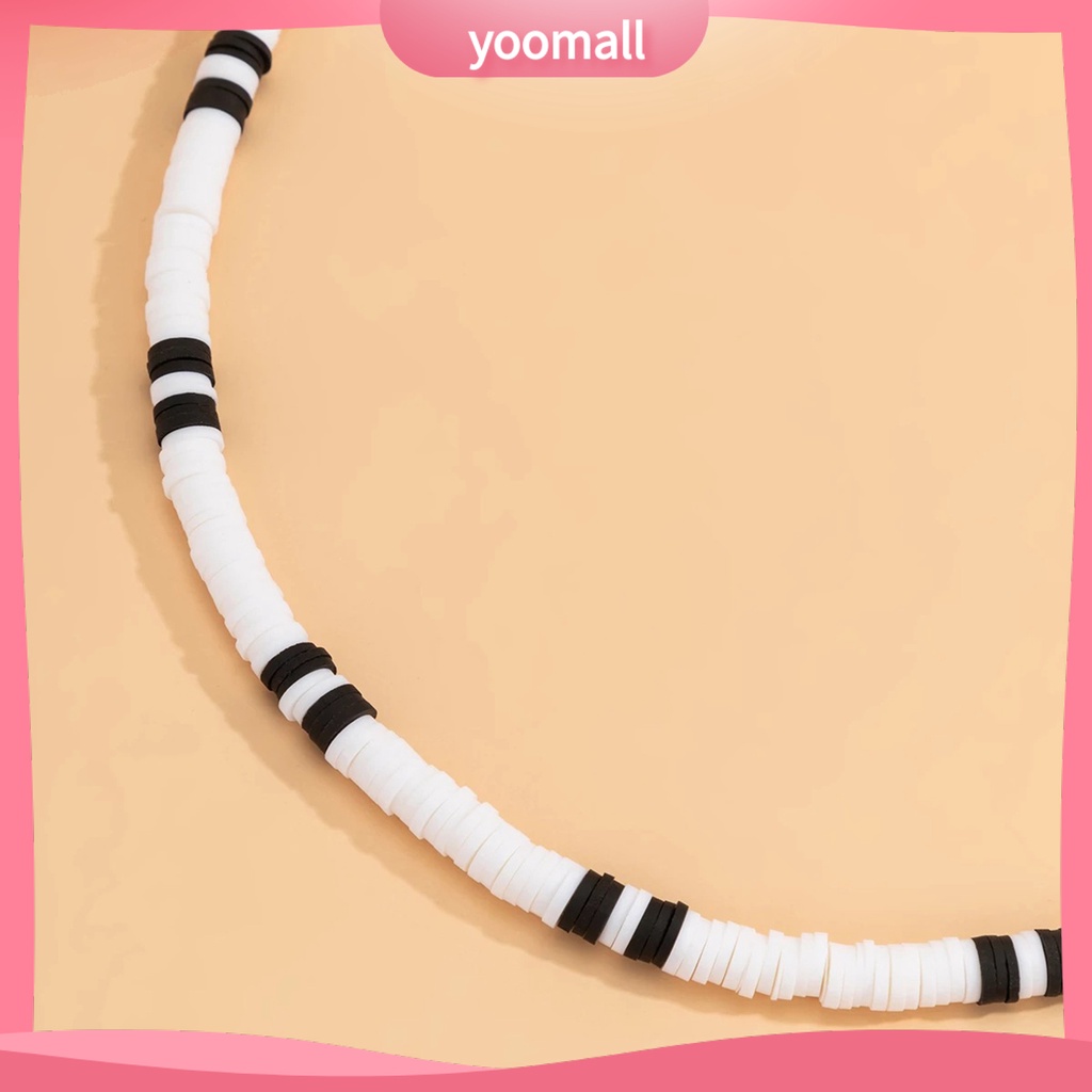 Vòng cổ Hạt Đất Sét Polymer Màu Trắng Đen Phong Cách Bohemia Thời Trang Cho Nam