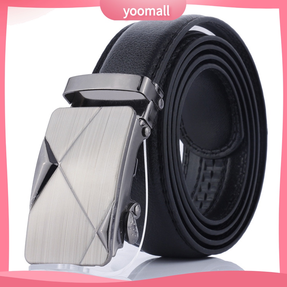 Thắt Lưng Giả Da Màu Trơn Khóa Kim Loại Thời Trang Cho Nam