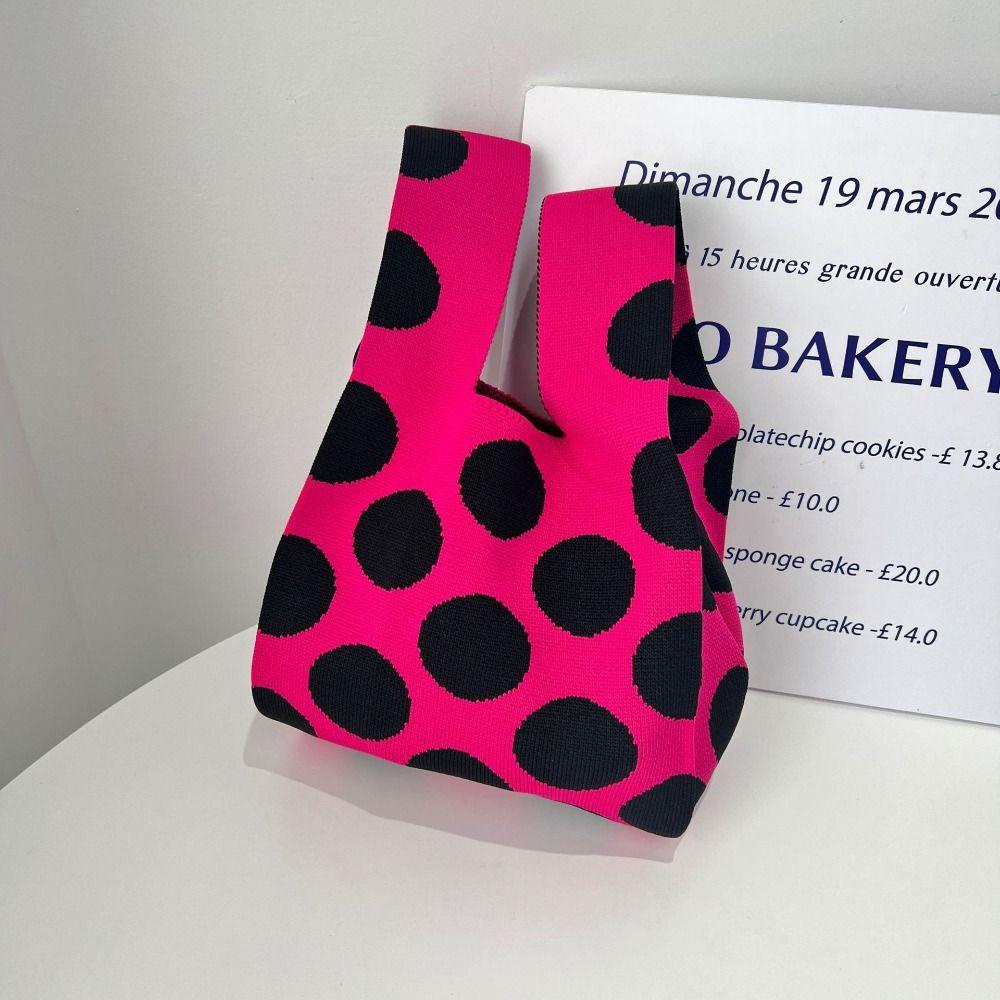 UUMIR Túi Xách Đan Len Thủ Công Sức Chứa Lớn Họa Tiết Chấm Bi Thắt Nút Cho Học Sinh