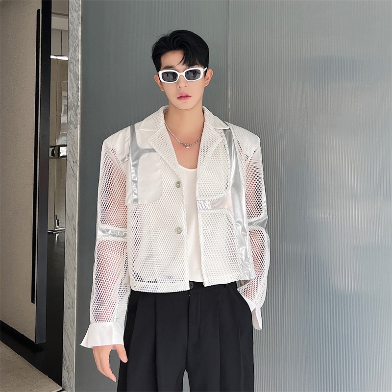 Áo Khoác Vest Ngắn Màu Sắc Tương Phản Thời Trang Đường Phố Cao Cấp Cho Nam