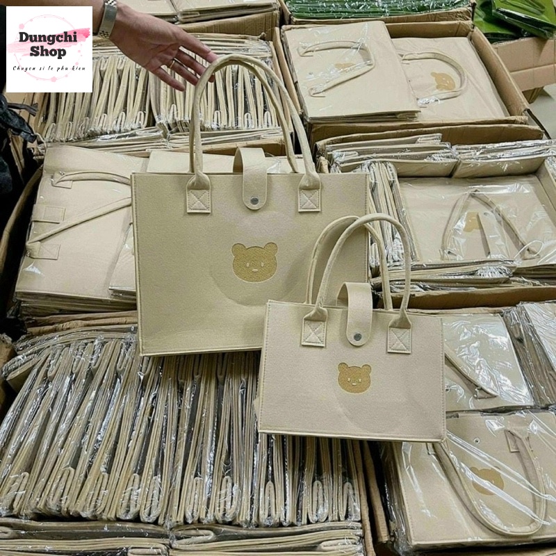 Túi xách nỉ gấu cute 2 size
