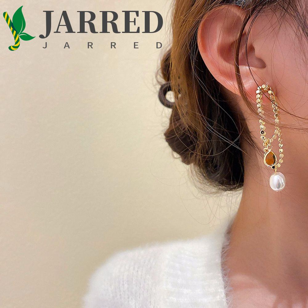 JARRED Bông Tai Hợp Kim Dáng Dài Kiểu Hình Học Đơn Giản Phong Cách Hàn Quốc