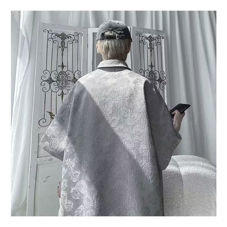 Áo Sơ Mi Đen Tay Ngắn Dáng Rộng In Họa Tiết Hoa Thời Trang Mùa Hè Cho Nam Giới Có Size Lớn