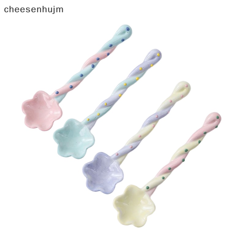 1 Muỗng Sứ Tay Cầm Dài Vẽ Hình Cây Kem Dễ Thương