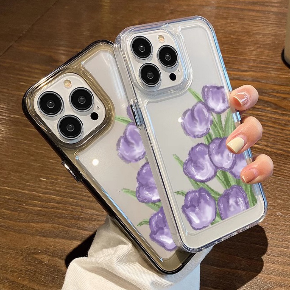 Ốp Điện Thoại TPU Mềm Chống Rơi Chống Bụi Bẩn Họa Tiết Hoa Tulip Cho IPhone 14 13 12 11 Pro Max X XR 8 7 Plus
