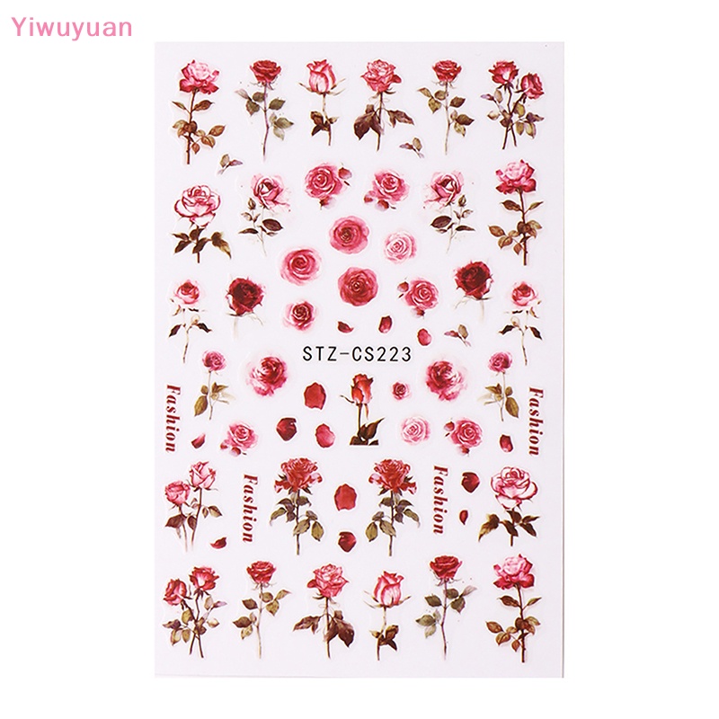 1 Miếng Dán Trang Trí Móng Tay Hình Hoa Màu Trắng Đen Mới