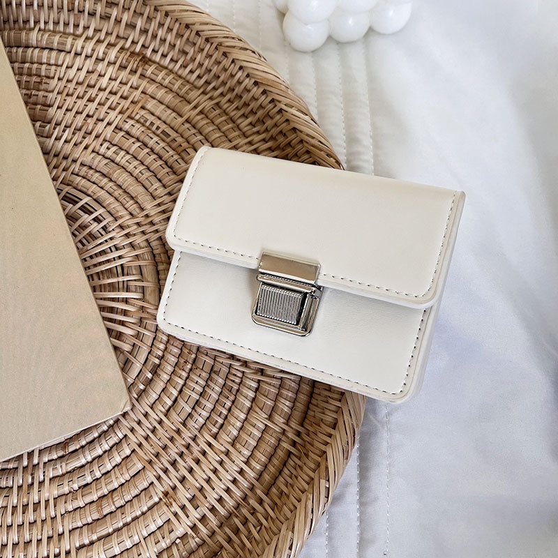 Ví Đựng Thẻ Mini Khóa Kim Loại Đơn Giản Phong Cách Hàn Quốc