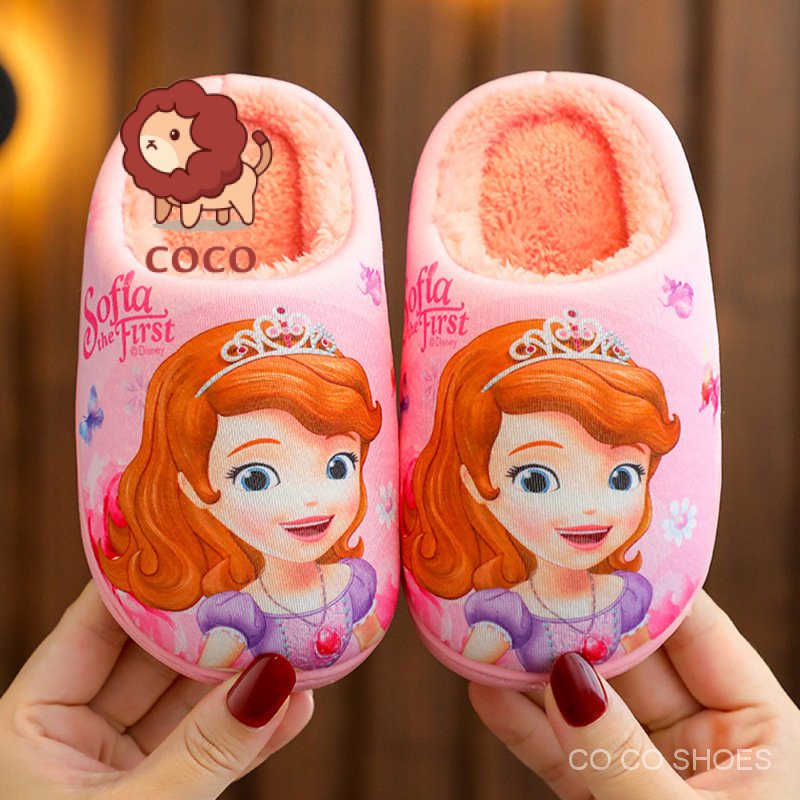 Dép Bông Đi Trong Nhà Chống Trượt Hình Công Chúa Băng Giá Cho Bé Gái