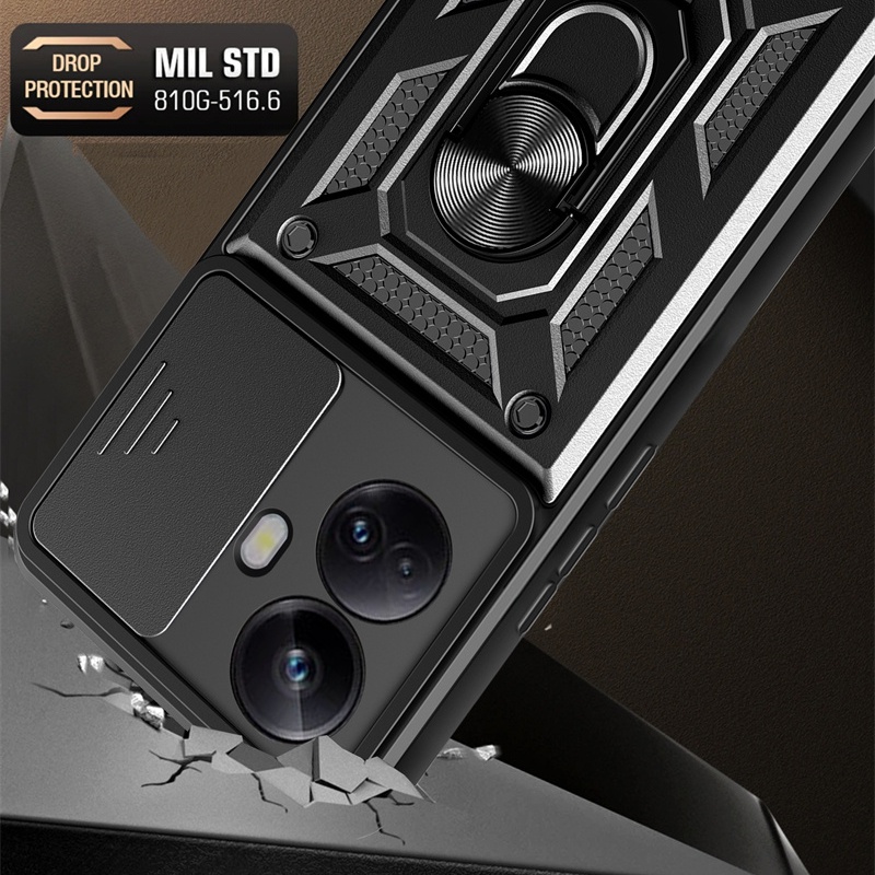 Ốp Điện Thoại Kiểu Giáp Bảo Vệ Camera Có Nam Châm Cho Realme 10 Pro Plus 5G