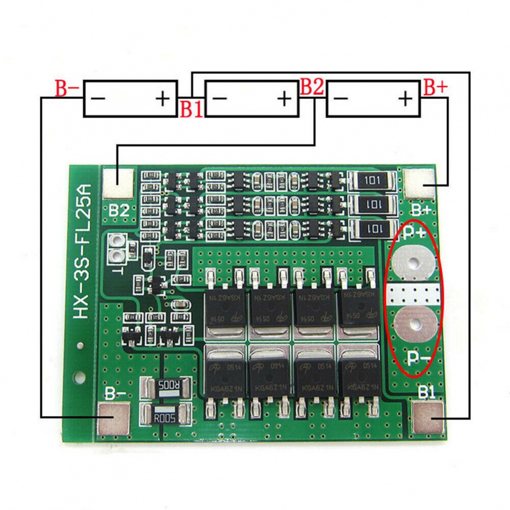 Bảng Mạch Cân Bằng Li ion Lithium 25A BMS PCB 3S 12V Chất Lượng Cao
