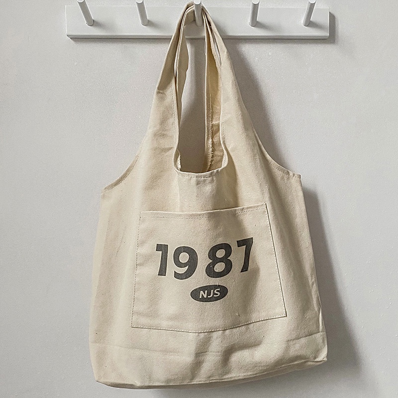 Túi Tote Đeo Vai Vải Canvas Thiết Kế Dễ Thương Cho Học Sinh