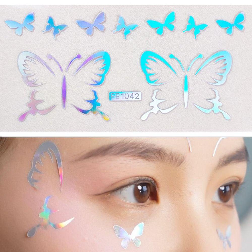 Miếng Dán Trang Trí Mặt Màu Laser Hình Bướm / Ngôi Sao / Ngôi Sao Nhiều Màu Sắc Chống Thấm Nước Thời Trang Cho Nữ