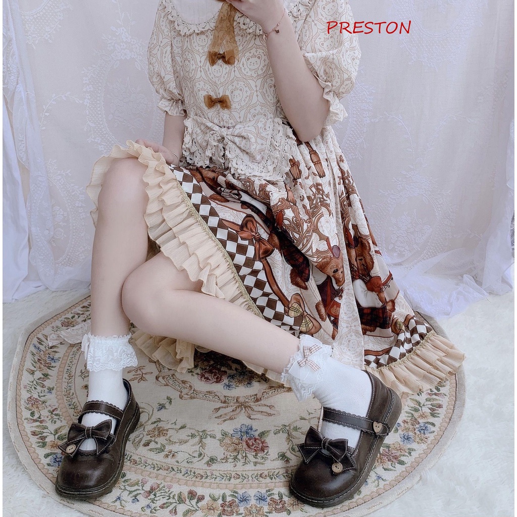 Vớ Cotton Ngắn Đính Nơ Phong Cách Lolita Dễ Thương Cho Nữ
