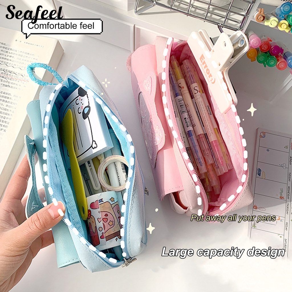 Túi Đựng Bút Bằng Vải Canvas Họa Tiết Hoạt Hình Đáng Yêu Đa Năng