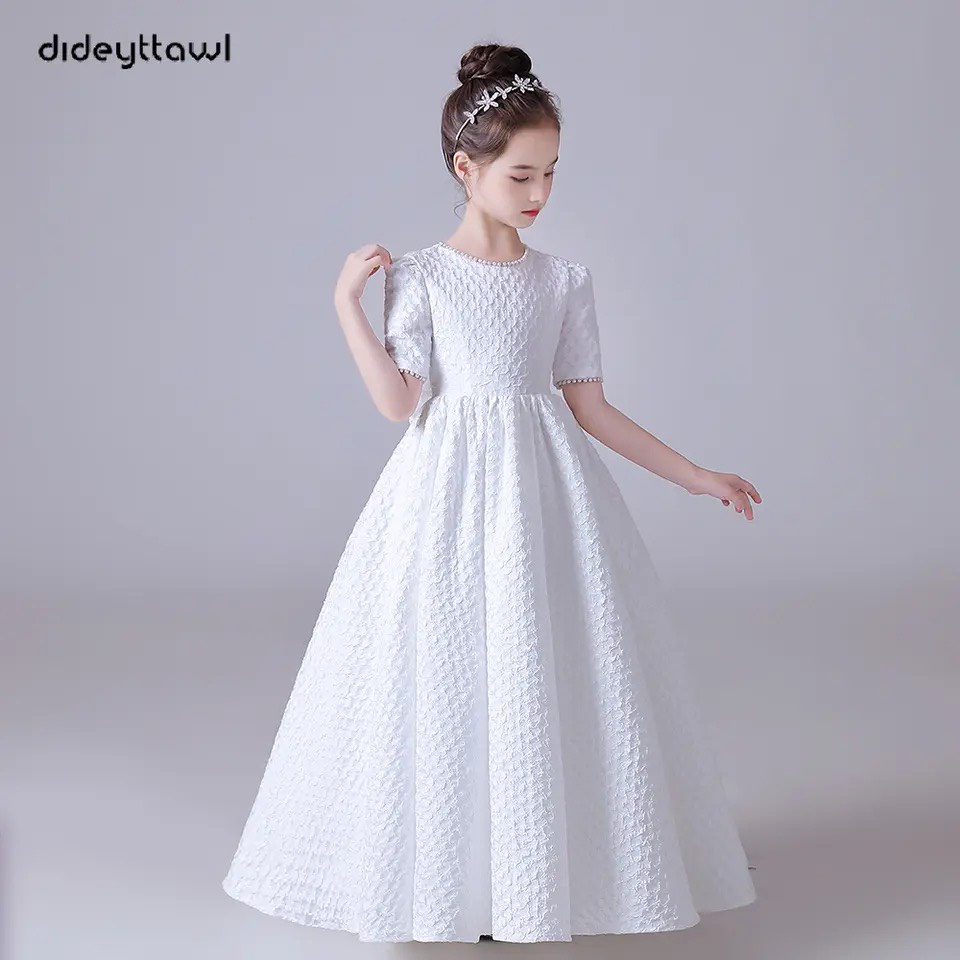 đầm công chúa bé gái , váy tiểu thư công chúa trắng tùng dài dự tiệc 8-47kg ( 062)