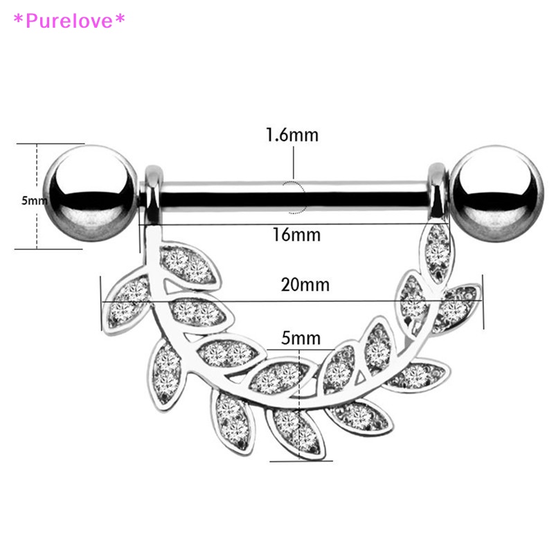 Khuyên Lưỡi / Ngực / Cơ Thể Hình Chiếc Lá Đính Pha Lê Thời Trang 14G Mới