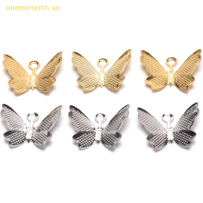 Onemetertn Set 100 Phụ Kiện Trang Sức Hình Bướm Bằng Kim Loại DIY