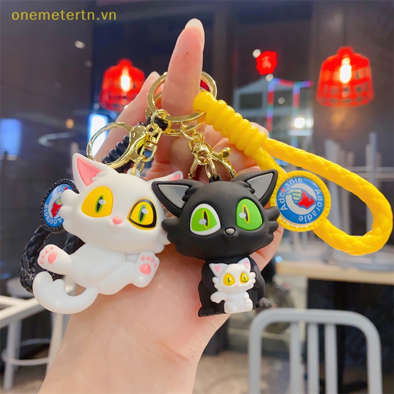 Móc Khóa Hình Búp Bê Mèo Anime Bằng Kim Loại Dễ Thương