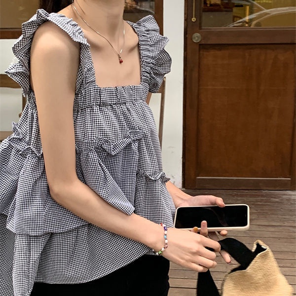 Áo hai dây IELGY dáng rộng màu hồng phong cách Hàn Quốc dễ thương cho nữ