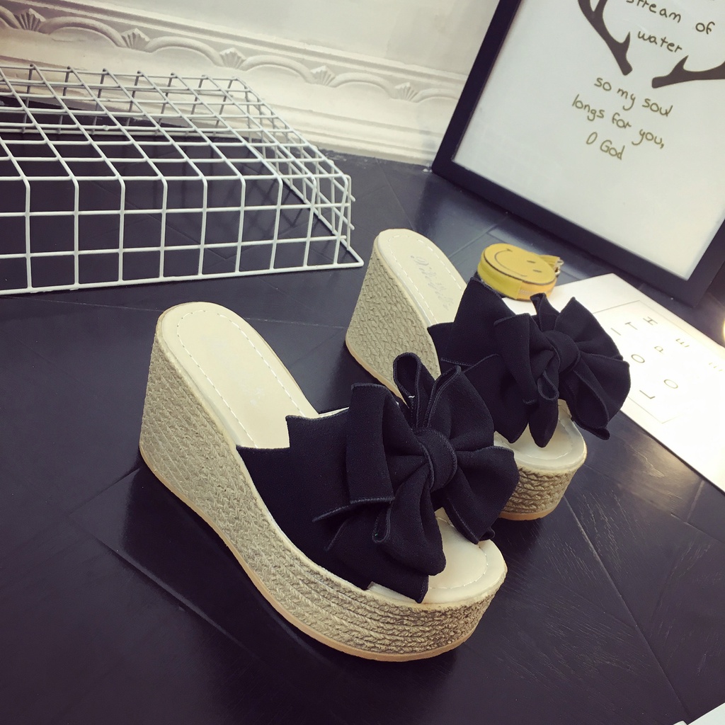 Dép Đế Xuồng Đính Nơ Thời Trang Mùa Hè Cho Nữ, Size 34-40