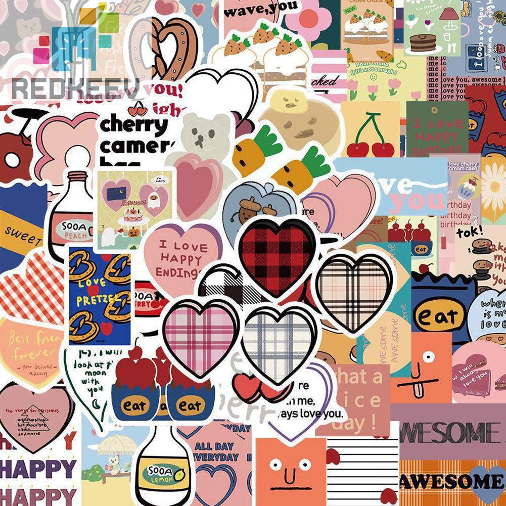 Bộ 90 Miếng Dán Trang Trí Sổ Tay / Ván Trượt Họa Tiết Trái Tim Dễ Thương DIY