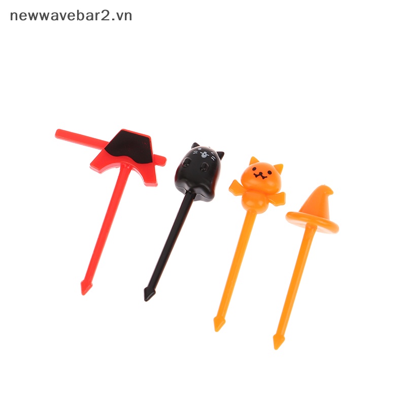 Set 4 / 5 Nĩa Ăn Trái Cây Họa Tiết Hoạt Hình Trang Trí Halloween