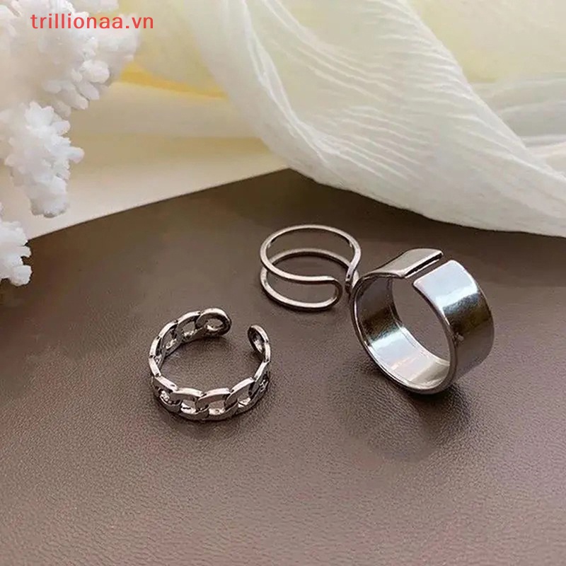 Bộ 3 / 4 Nhẫn Hình Bướm Bằng Kim Loại Có Thể Điều Chỉnh Phong Cách Hip Hop Cho Nữ