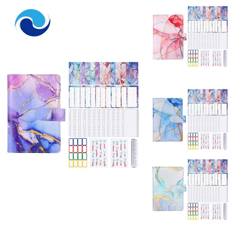 Phong Bì Đựng Tiền Tài Liệu Khổ A6 Họa Tiết Vân Đá Cẩm Thạch Nhiều Màu Sắc Có Khóa Kéo