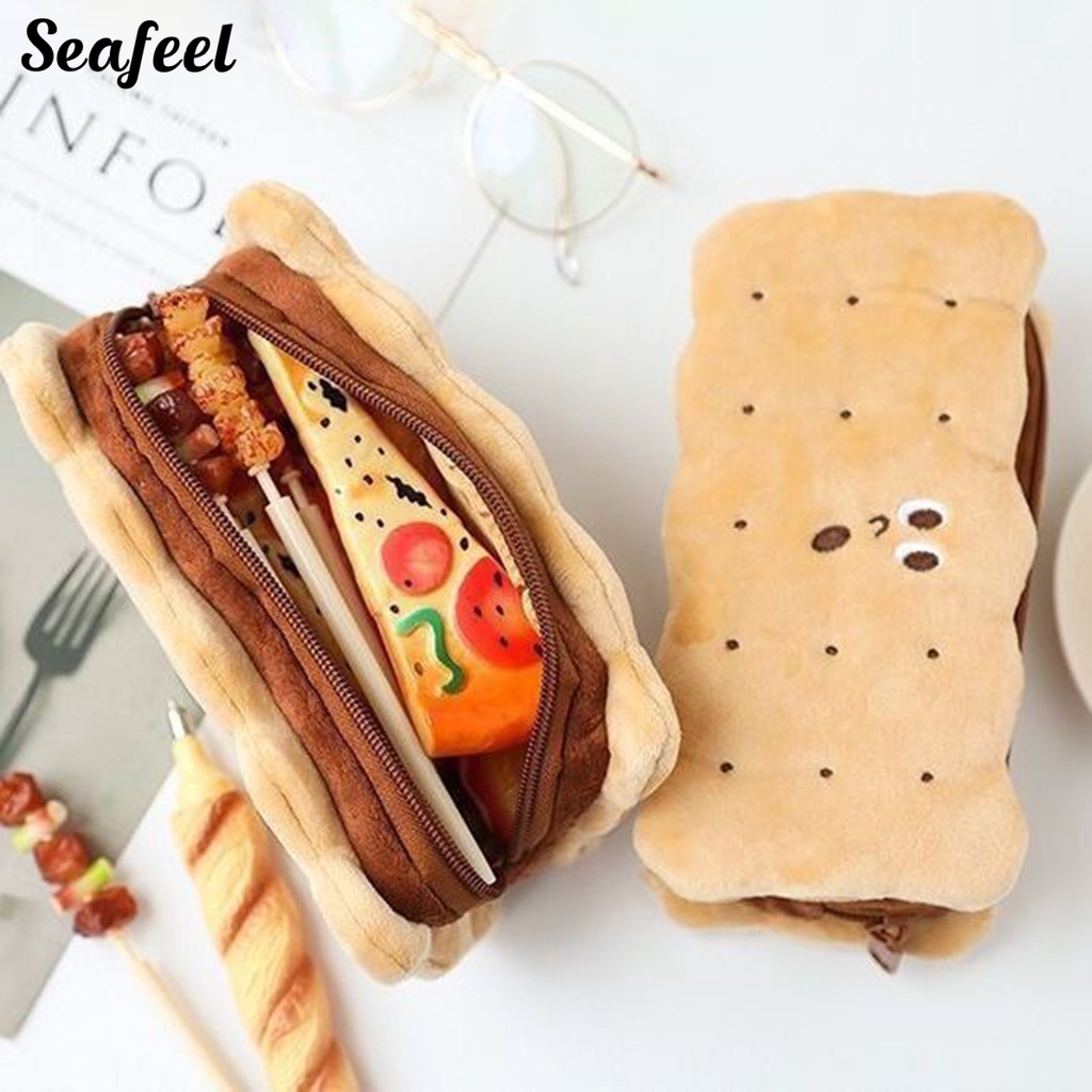 Túi Đựng Bút Hình Bánh Quy Bằng Lông Nhung Dễ Thương Xinh Xắn