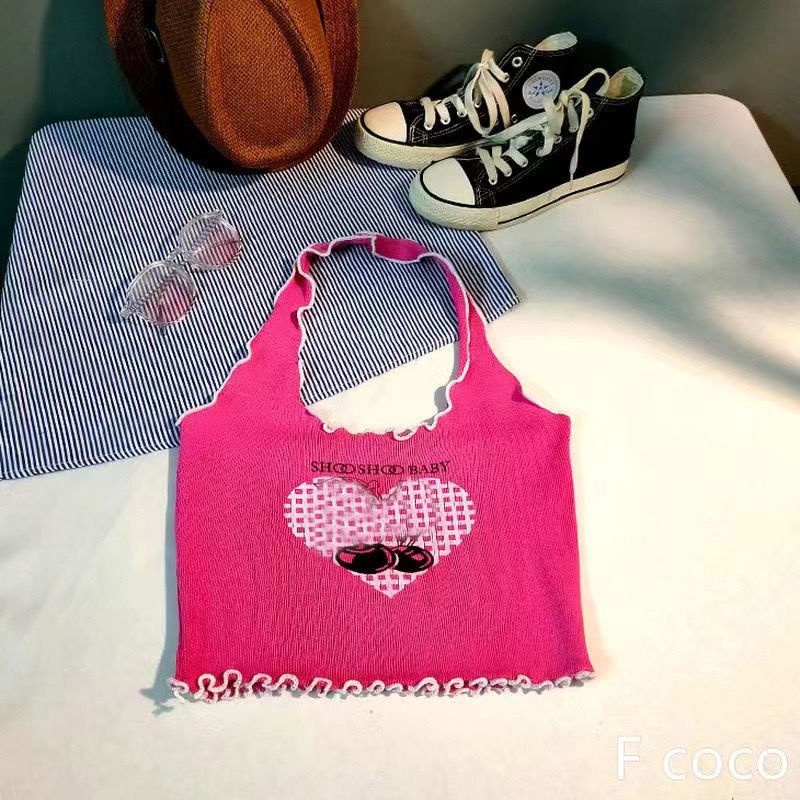 Áo Hai Dây Mùa Hè Họa Tiết Trái Tim Cho Bé Gái Mới 2023