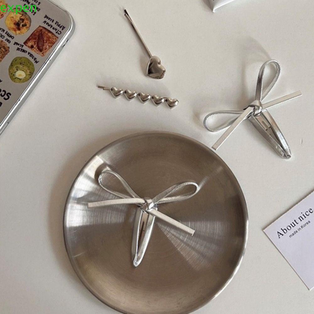 Kẹp Tóc Nơ Bằng Hợp Kim Bạc Y2k Cho Nữ