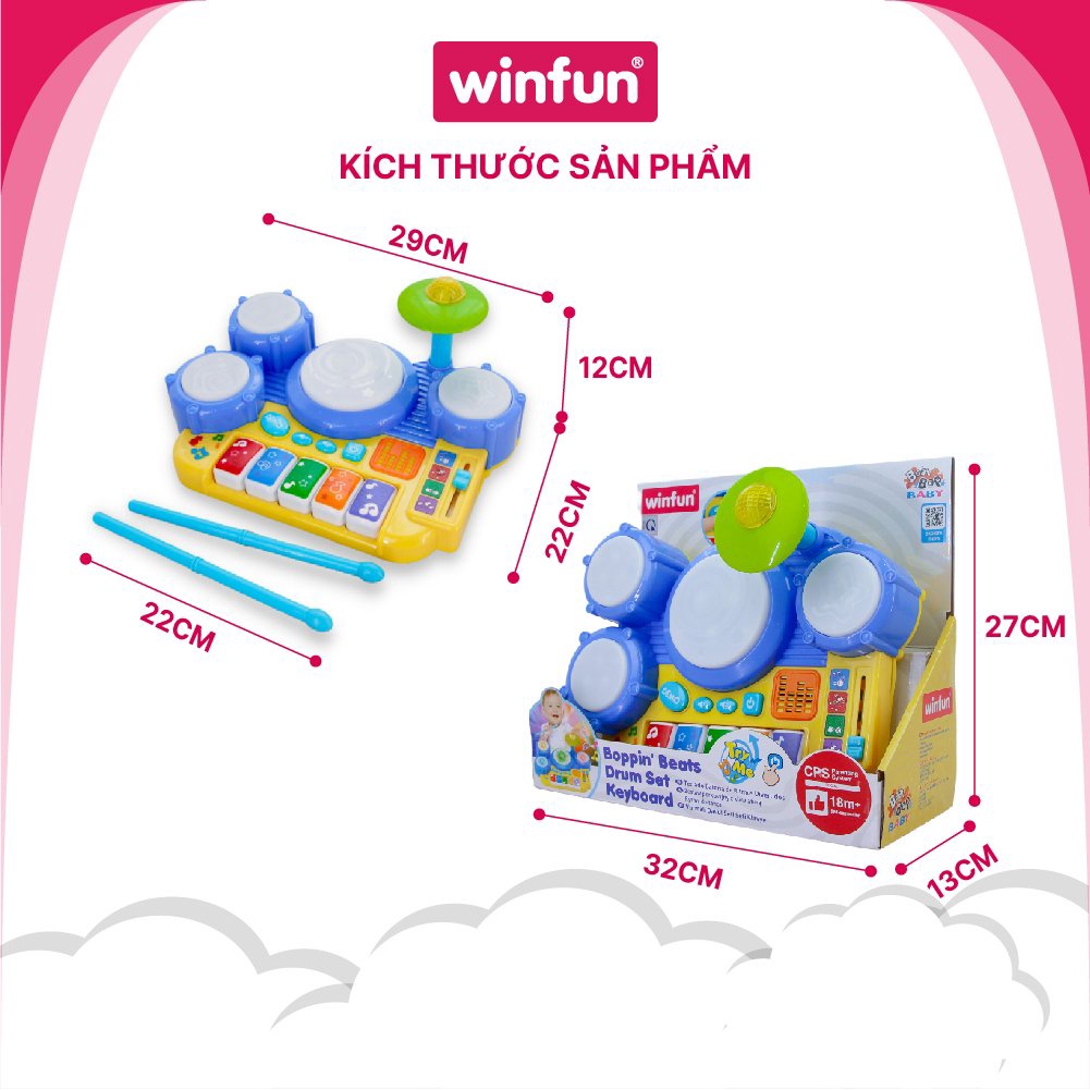 Bộ đồ chơi trống đàn Winfun cho bé, đồ chơi trẻ em thông minh phát nhạc kích thích giác quan