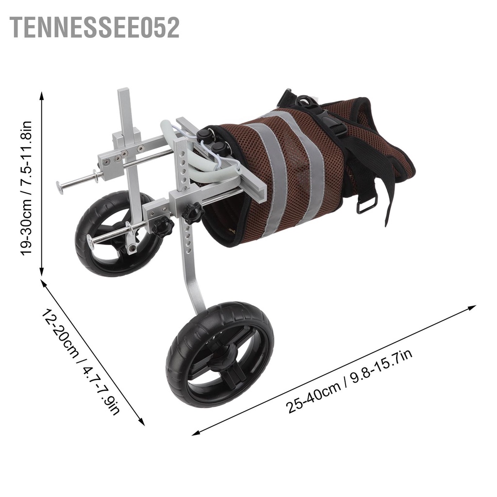 Xe lăn Cho Chó liệt hai chân sau 2 Bánh có đai yếm lưới thoáng khí Phản Quang