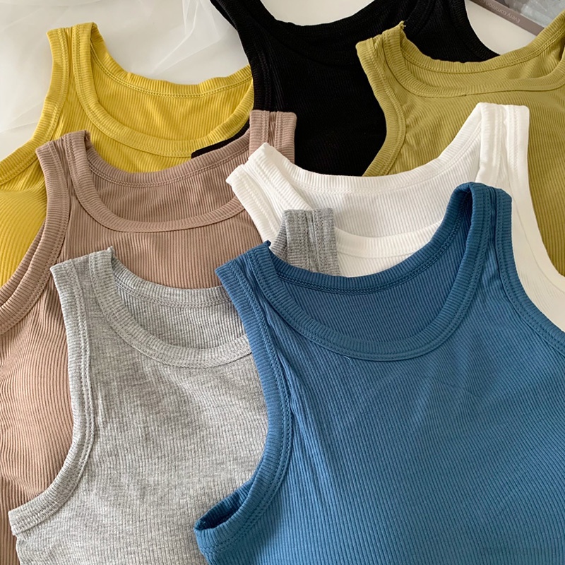 Áo Croptop Hai Dây Màu Trơn Phong Cách Hàn Quốc Thời Trang Mùa Hè Cho Nữ