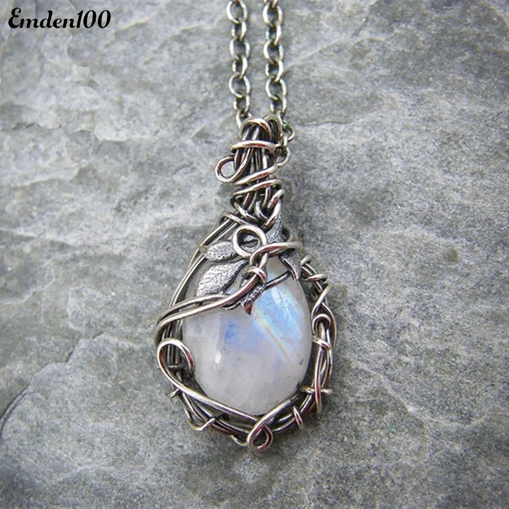 Vòng cổ Mặt Đá Mặt Trăng Màu Sắc Vintage Chất Lượng Cao