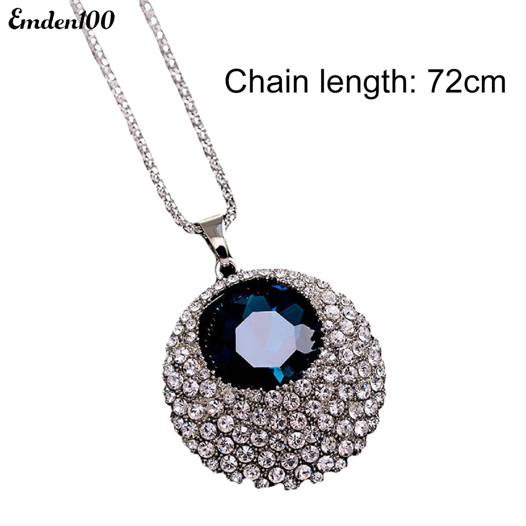 Vòng cổ Dài Mặt Tròn Đính Đá Phong Cách Vintage Dành Cho Nữ