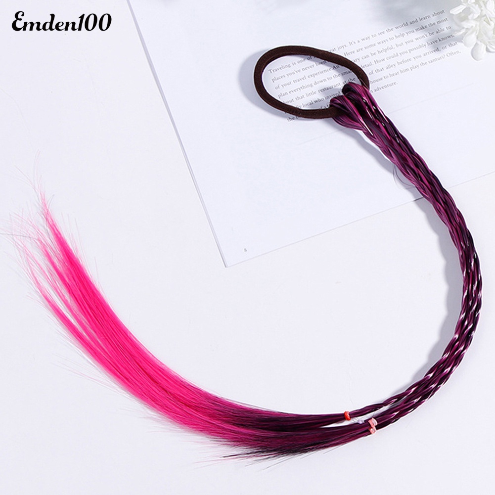 Dây Cột Tóc Đuôi Ngựa Giả Bện Sợi Dài Co Giãn Cho Bé Gái