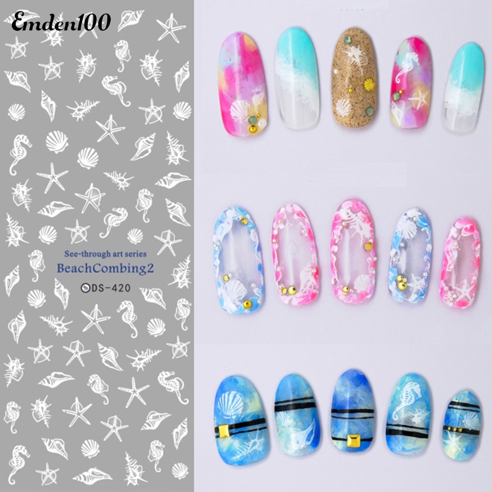 Miếng Dán Trang Trí Móng Tay Chống Nước Hình Vỏ Sò Sao Biển