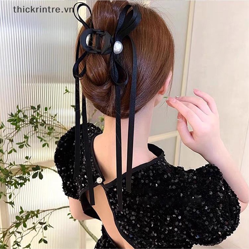 Kẹp Tóc Càng Cua Lớn Hình Nơ Đính Ngọc Trai Phong Cách Hàn Quốc Cho Nữ