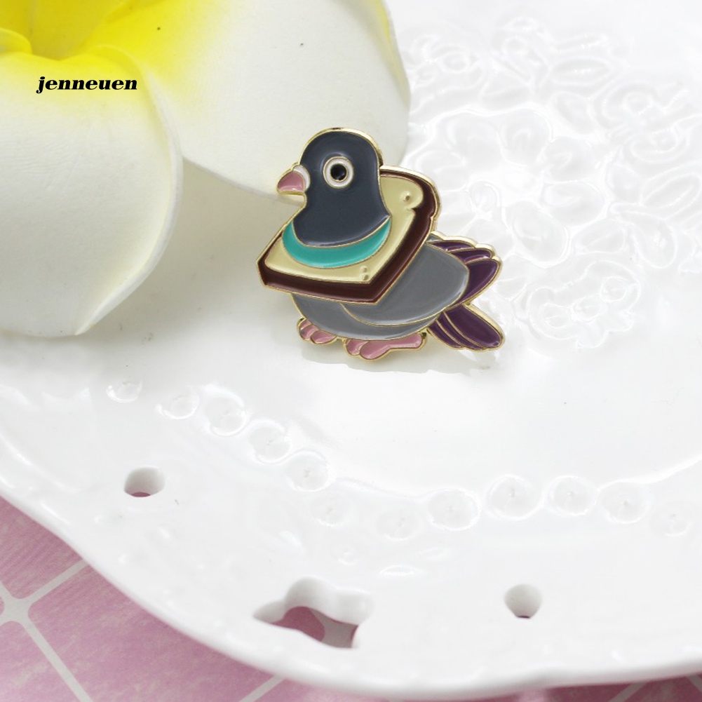 Trâm Cài Áo Hình Bánh Mì / Chim Bồ Câu Hoạt Hình Tráng Men Cho Nam Và Nữ