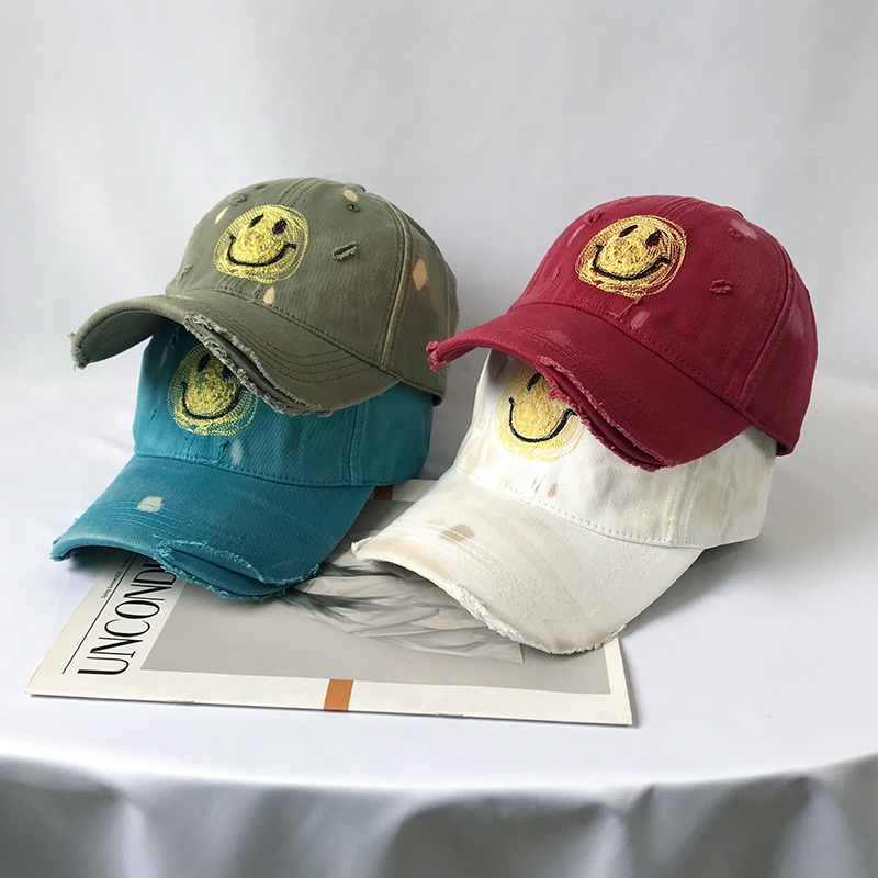 Mũ Lưỡi Trai Mềm Họa Tiết Mặt Cười Graffiti Phong Cách Hàn Quốc Cổ Điển Thời Trang Cho Nam Và Nữ