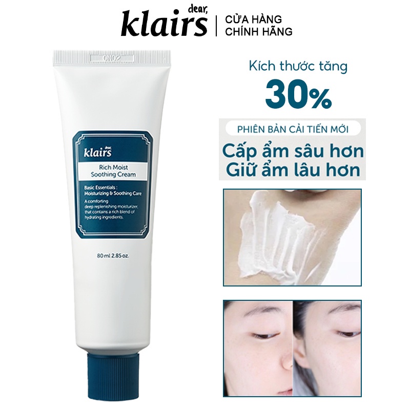 [MẤT HỘP CÒN SEAL] Kem Dưỡng Ẩm Klairs Rich Moist Soothing Cream Mượt Cho Da Khô 80ml