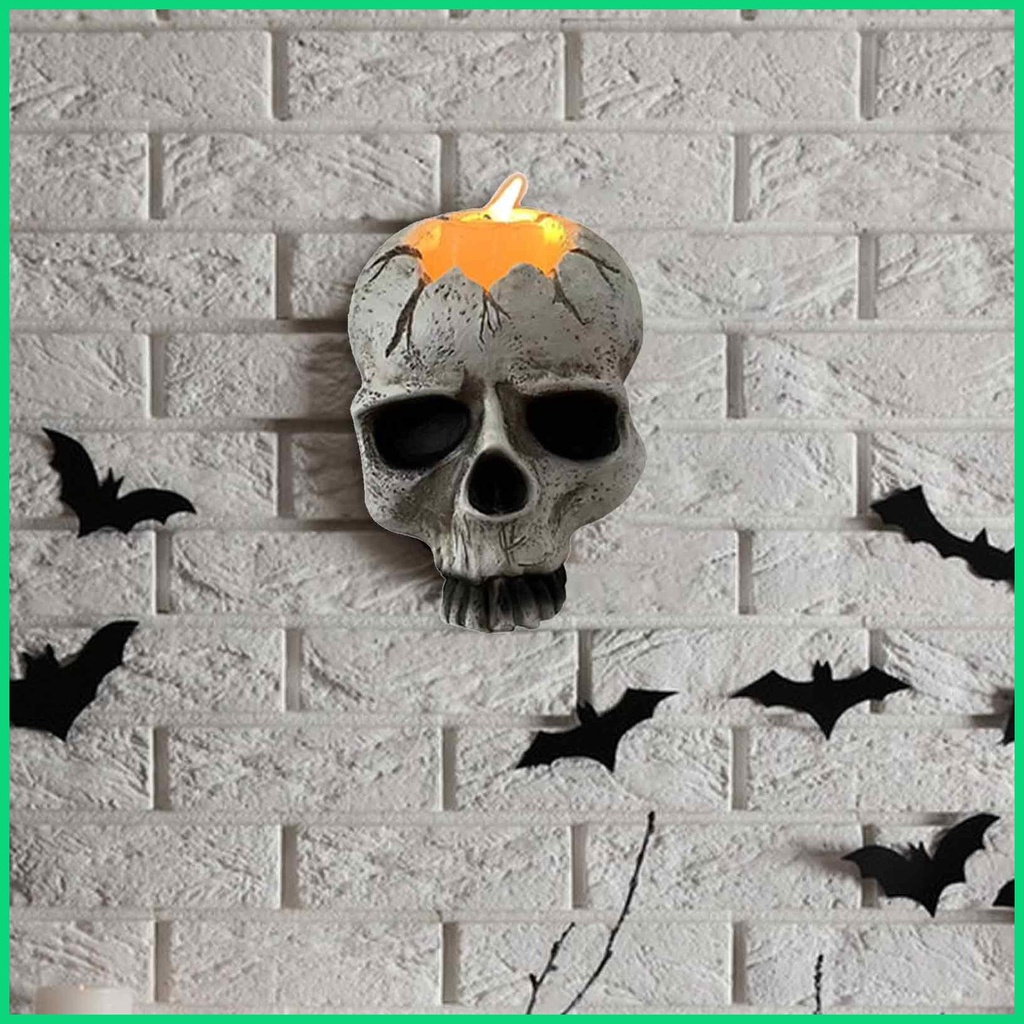 Giá Đỡ Đèn Cầy Hình Đầu Lâu Bằng Nhựa Resin Phong Cách Gothic Độc Đáo