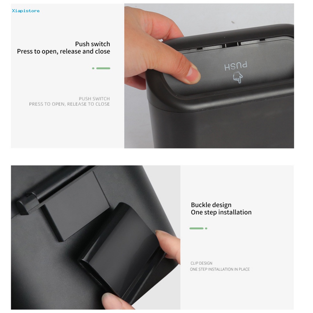 Thùng Rác Nắp Lật Dạng Kẹp Màu Đen Đa Năng Tháo Rời Được Tiện Lợi Dành Cho Ô Tô