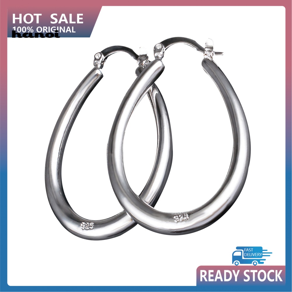 Đôi Khuyên Tai HìNh Oval Mạ BạC ThờI Trang Cho Nữ