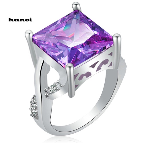 Nhẫn Đính Hôn Mặt Vuông Đính Đá Thời Trang Cho Nữ