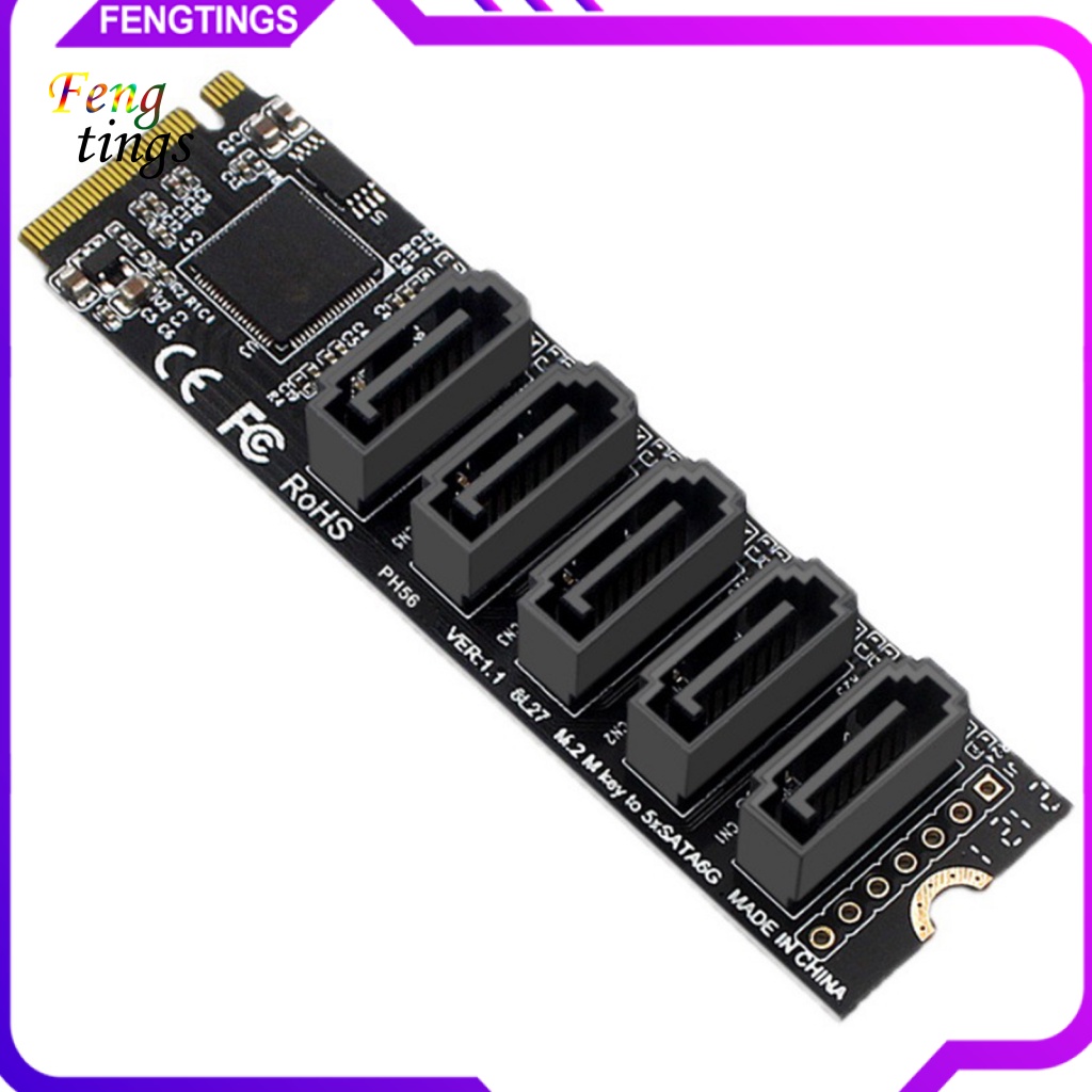 Thẻ Mở Rộng Ổ Đĩa Cứng PH56 5 Cổng JMB585 M2 PCIE Sang SATA 6G SSD SATA Cho Windows