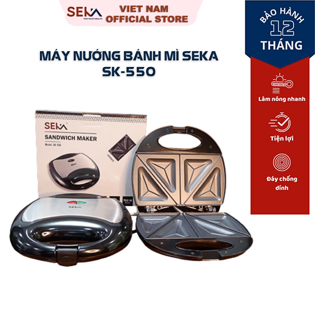 Máy nướng bánh mì đa năng GORUN-SEKA, Máy kẹp nướng bánh mì nướng nhanh chín đều, chống dính tốt