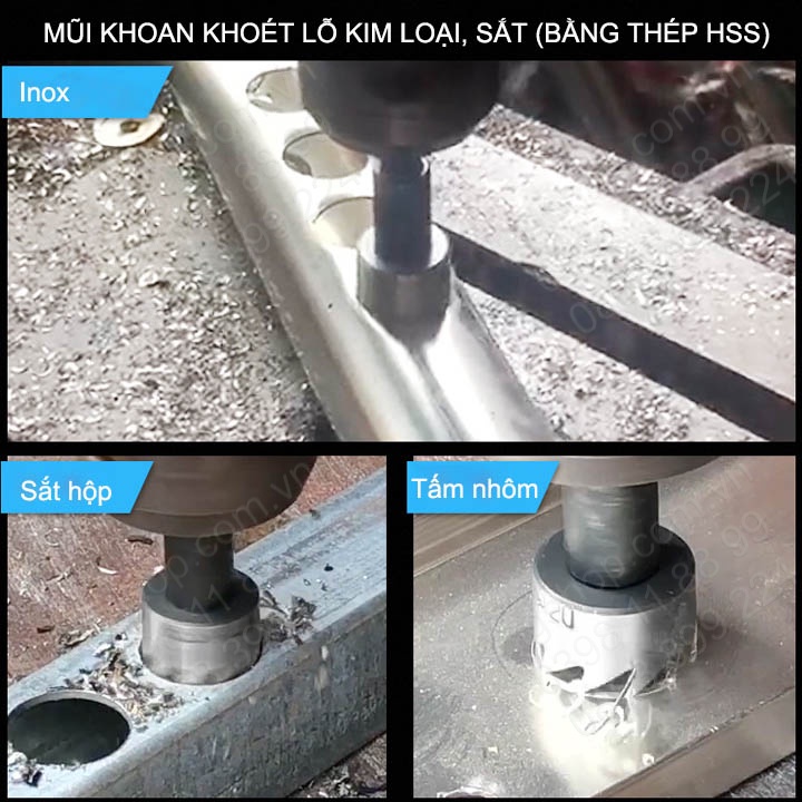 01 Mũi khoan khoét lỗ sắt, nhôm, inox đa năng bằng thép gió HSS