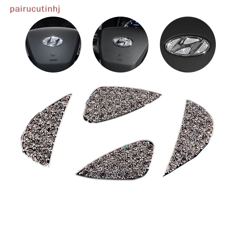 Cặp Miếng Dán Logo Đính Kim Cương Giả Trang Trí Vô Lăng Xe Hơi Hyundai i10 i20 VN